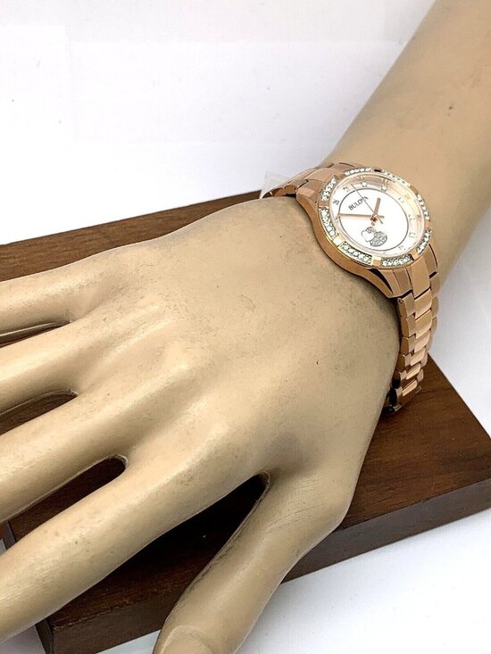 Bulova Womens Watch 98L303 Quartz Mother of Pearl Dial Rose Gold Stainless Steel